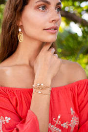 Glitz and Pearl Pull Bracelet in Blush