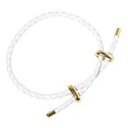 Faux Leather Braided Gold Dipped Tip Adjustable Bracelet