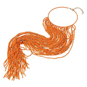 Oversized Seed Beaded Fringe Choker Necklace