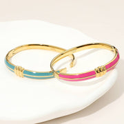 Stainless Steel Enamel Hinged Bangle Bracelet