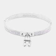 FOREVER LOVE Metal Lock Charm Stainless Steel Bracelet