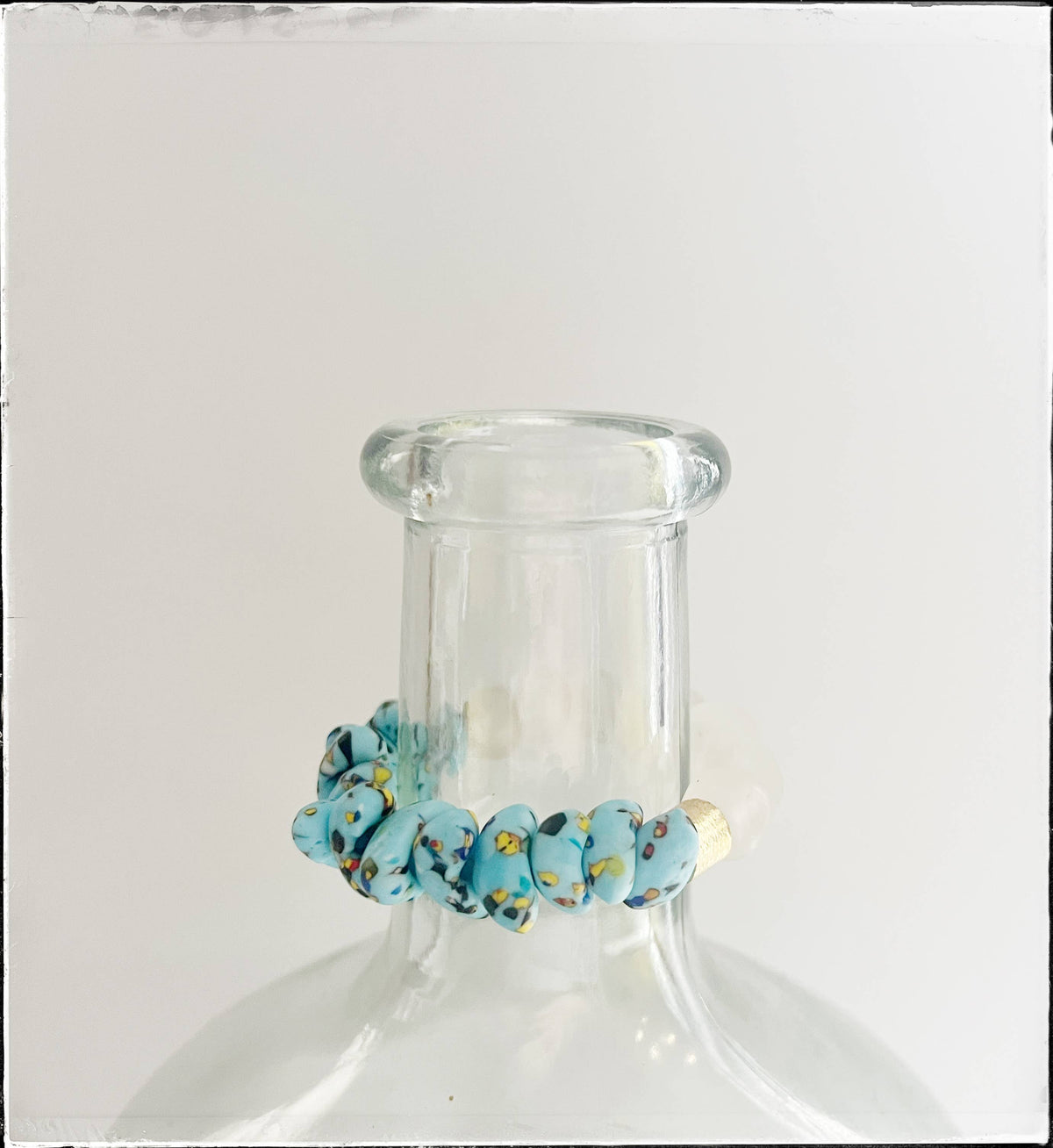 Recycled Canoe Glass Bead Stretch Stacking Bracelet - Blue