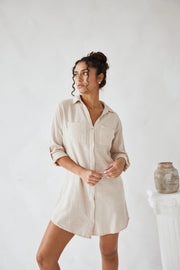Millie Shirt Dress in Beige 49052