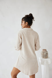 Millie Shirt Dress in Beige 49052