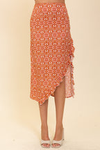 Jace Boho Midi Skirt in Rust