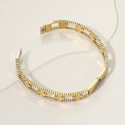 Stainless Steel Quatrefoil Pointed Hinged Bangle Bracelet