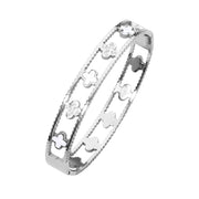 Stainless Steel Quatrefoil Pointed Hinged Bangle Bracelet