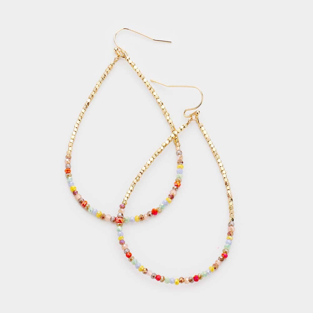 Beaded Open Teardrop Dangle Earrings