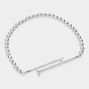 Stone Paved Nail Stainless Steel Ball Beaded Bracelet
