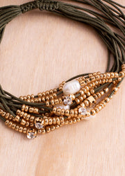 Glitz and Pearl Pull Bracelet in Blush