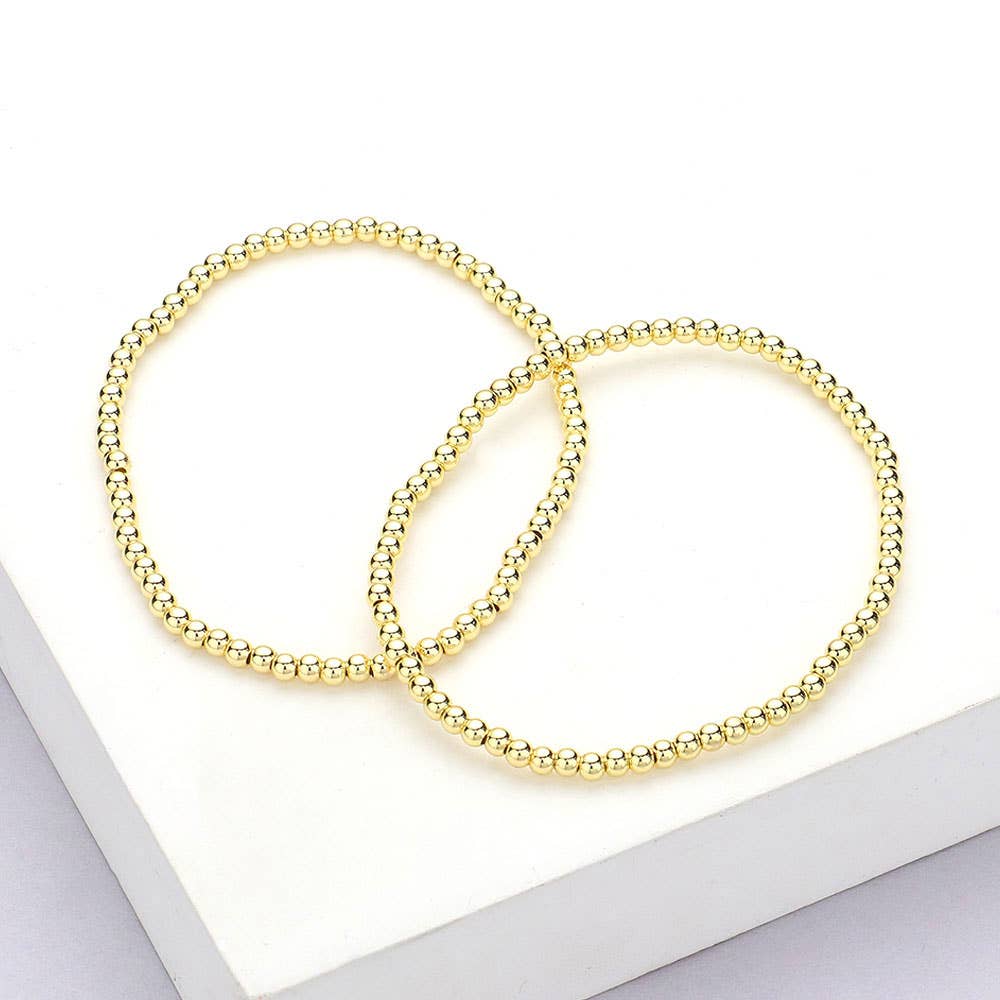 2PCS - Stainless Steel Ball Stretch Multi Layered Bracelets