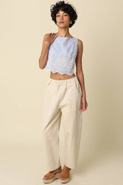 Marian Embroidered Tie Back Top