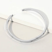 Stainless Steel Stone Paved Hinged Bangle Bracelet