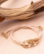 Glitz and Pearl Pull Bracelet in Blush
