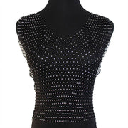 Rhinestone Bling Mesh Sleeveless Top