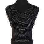 Rhinestone Bling Mesh Sleeveless Top