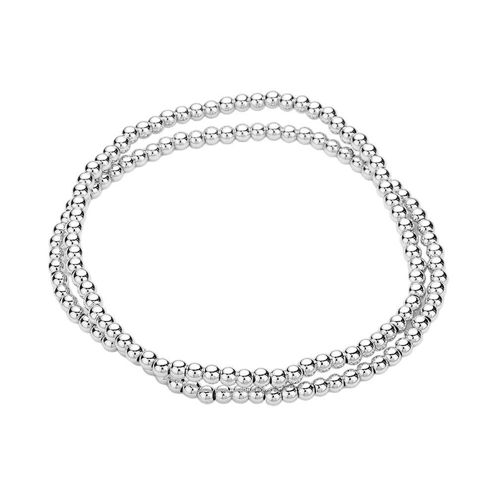 2PCS - Stainless Steel Ball Stretch Multi Layered Bracelets