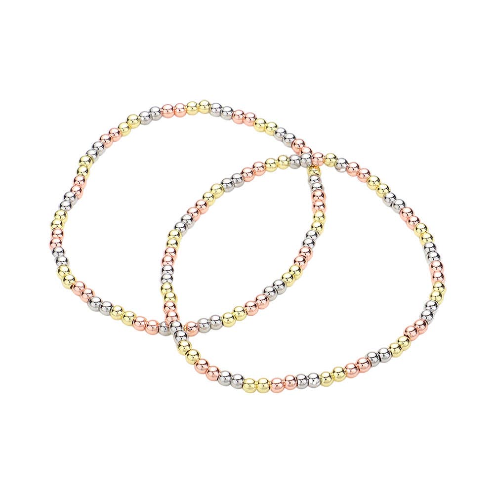 2PCS - Stainless Steel Ball Stretch Multi Layered Bracelets