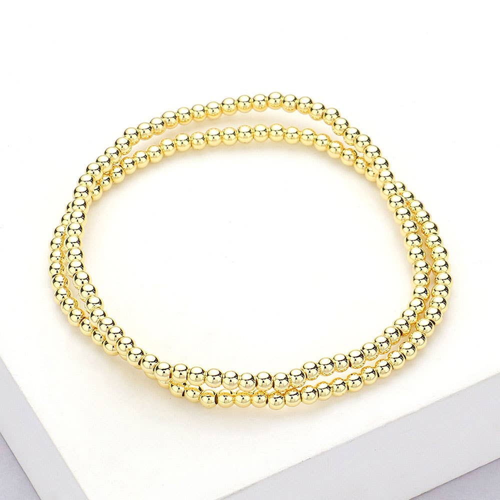 2PCS - Stainless Steel Ball Stretch Multi Layered Bracelets