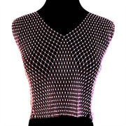 Rhinestone Bling Mesh Sleeveless Top