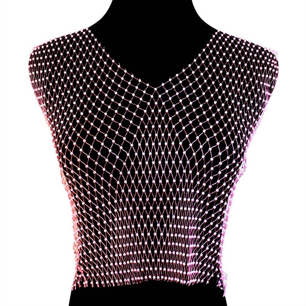 Rhinestone Bling Mesh Sleeveless Top