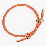 Faux Leather Braided Gold Dipped Tip Adjustable Bracelet