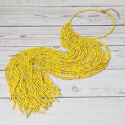 Oversized Seed Beaded Fringe Choker Necklace