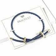 Faux Leather Braided Gold Dipped Tip Adjustable Bracelet