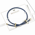 Faux Leather Braided Gold Dipped Tip Adjustable Bracelet