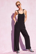 Frankie Linen Overalls in Black