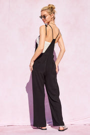 Frankie Linen Overalls in Black