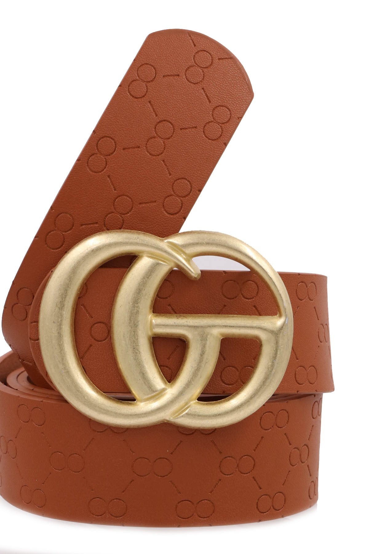 Double Ring Faux Leather Belt-Brown