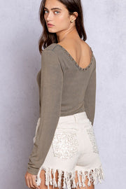 Austen Studded Long Sleeve in Grey