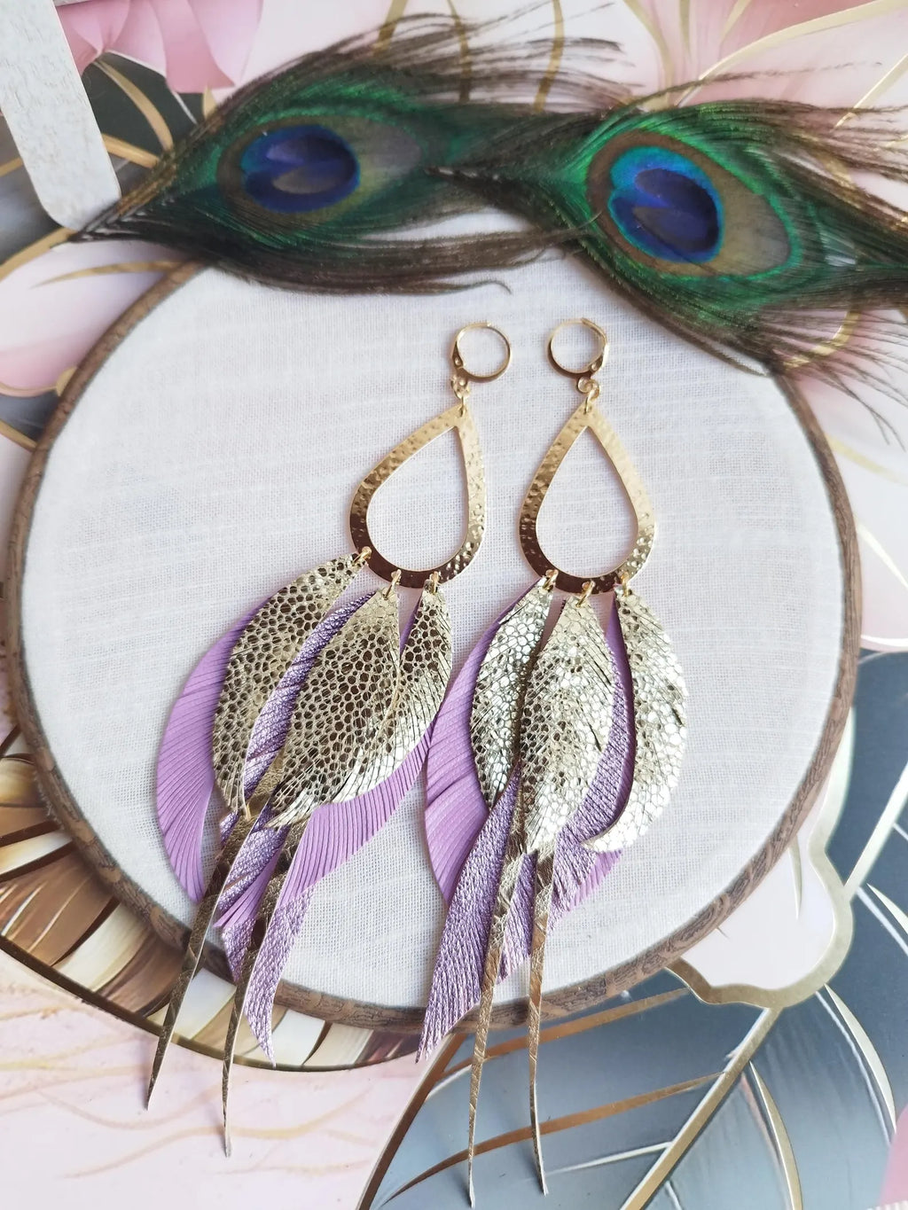 Allie Lavender Leather Earrings
