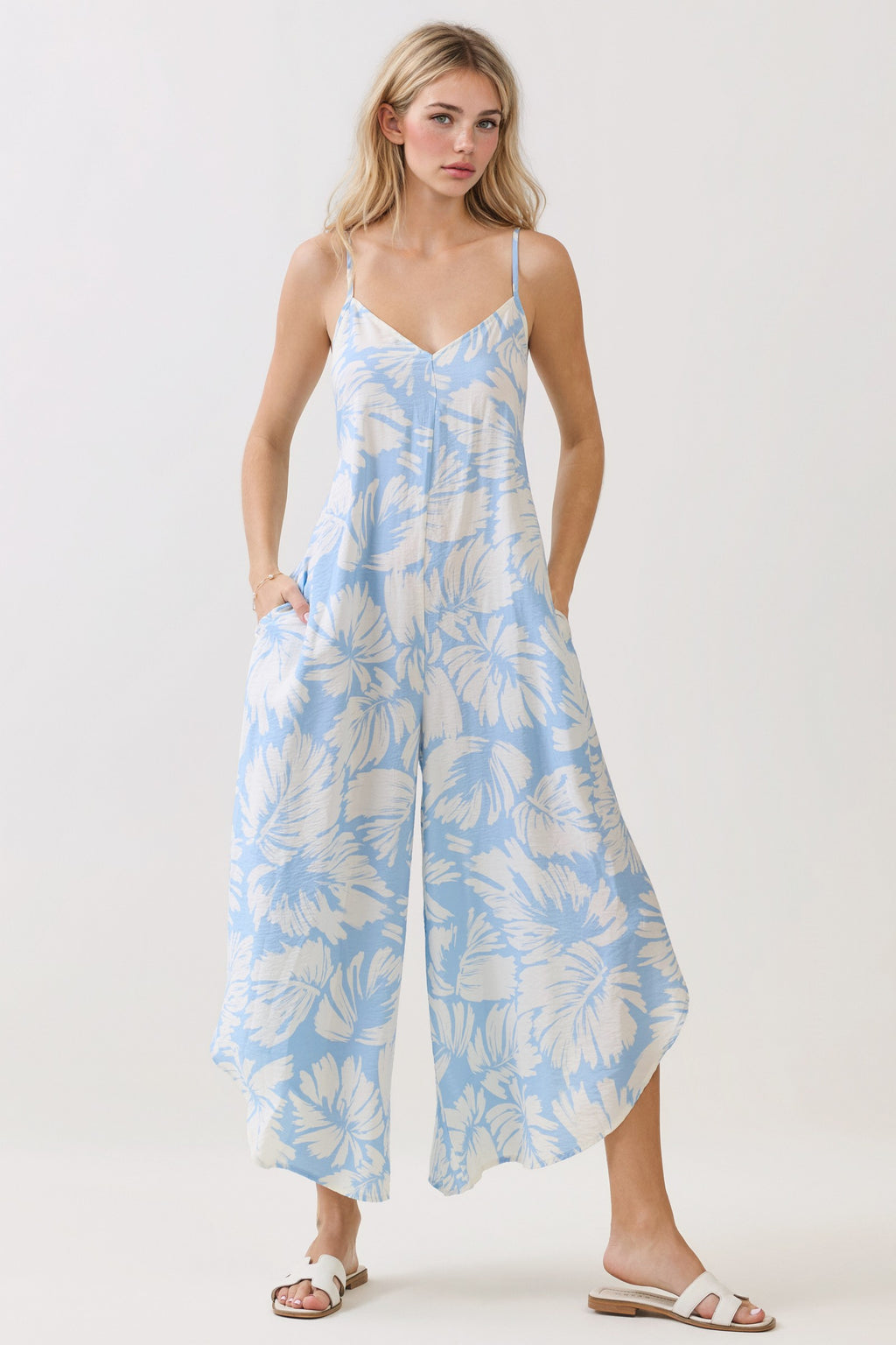 Chelsea Palm Jumpsuit-Blue