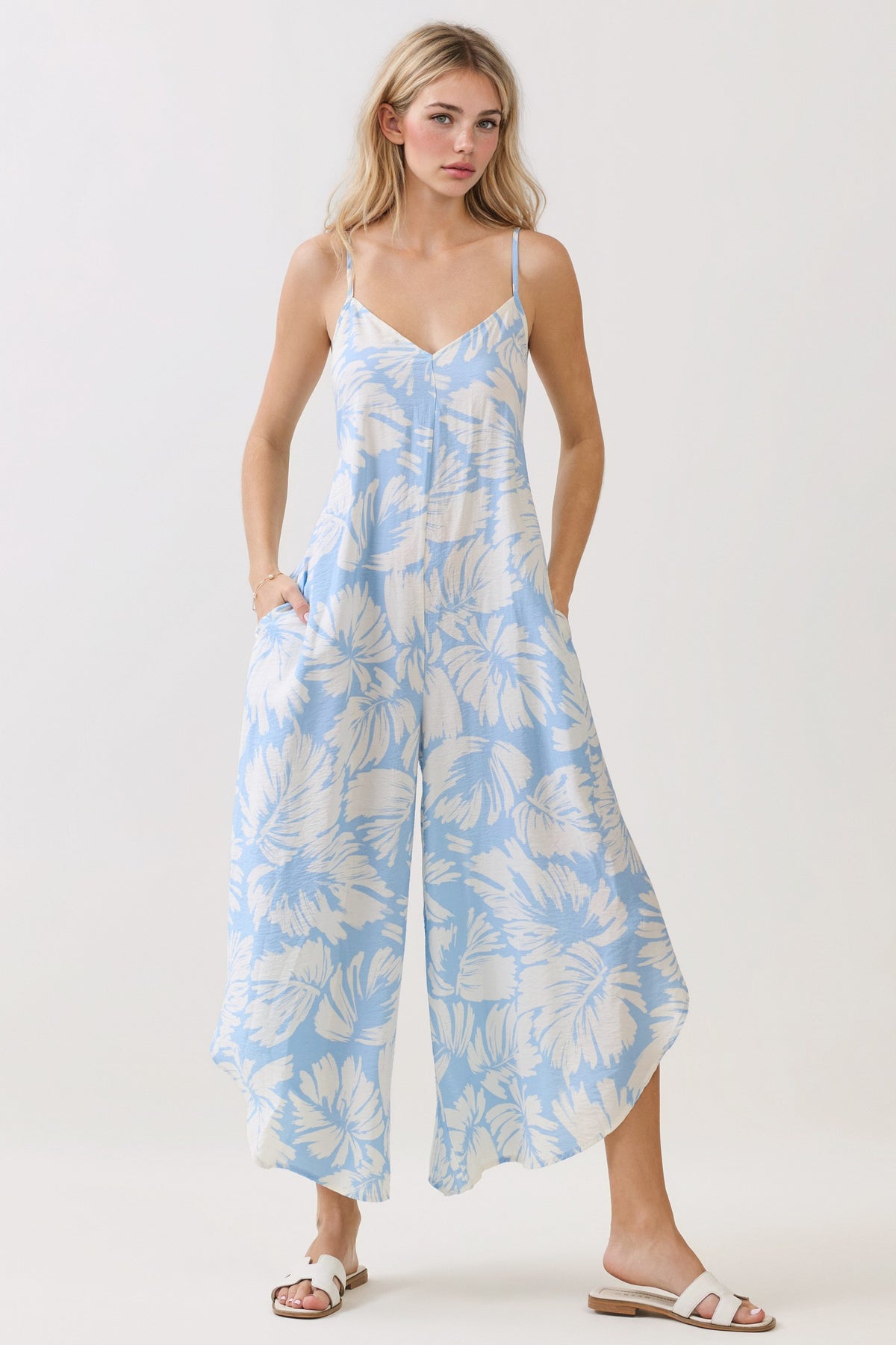 Chelsea Palm Jumpsuit-Blue