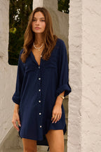 Millie Shirt Dress in Navy 49052