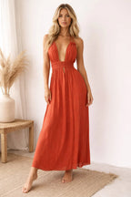 Myra Beaded Dress-Terracotta