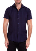 202173 Crinkle Navy Mens Short Sleeve