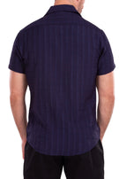 202173 Crinkle Navy Mens Short Sleeve