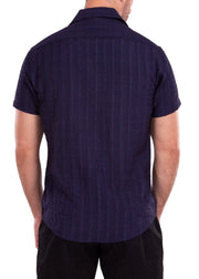 202173 Crinkle Navy Mens Short Sleeve