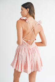 Raven Ruffled Romper in Pink