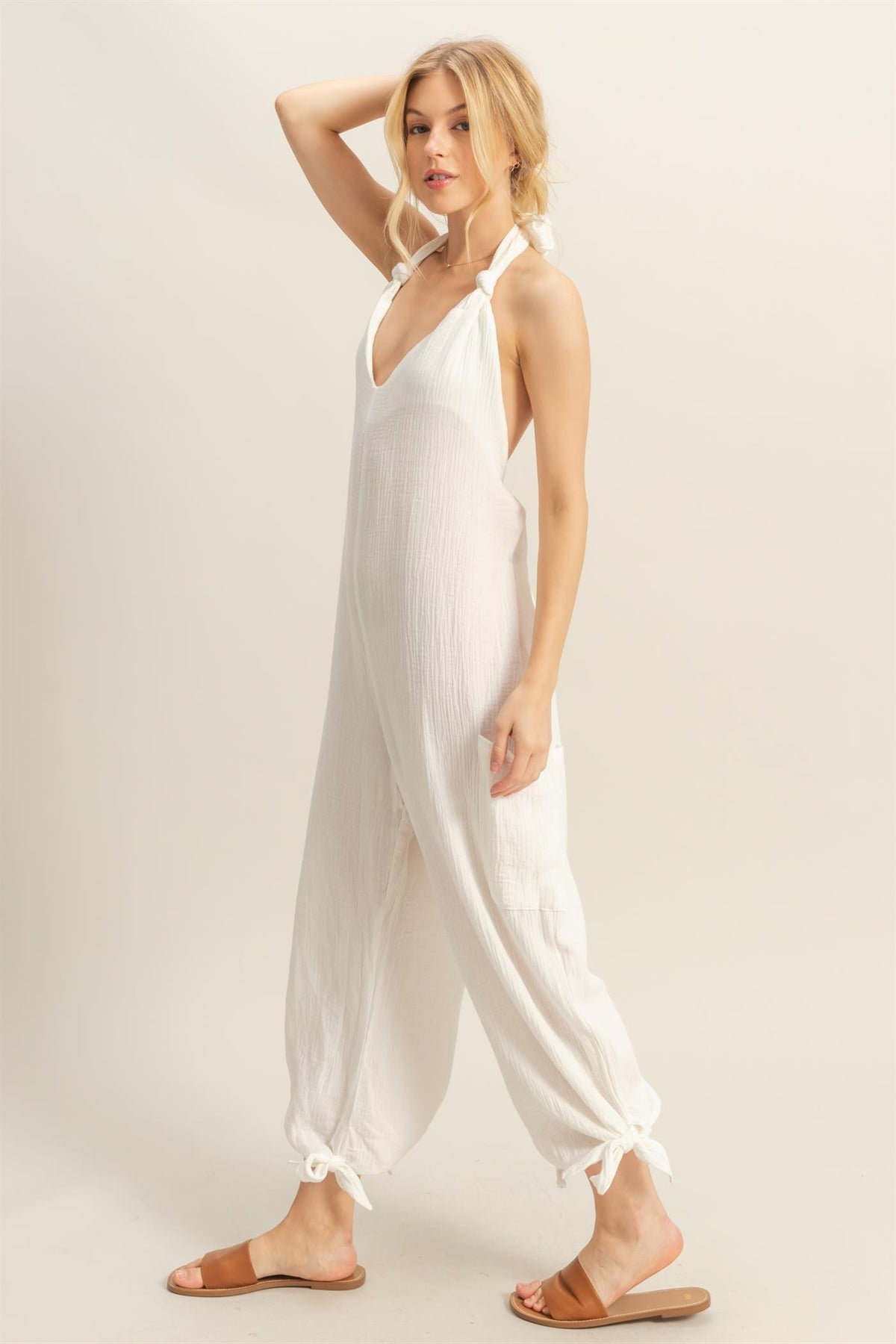 Jolie Gauze Jumpsuit in Ivory