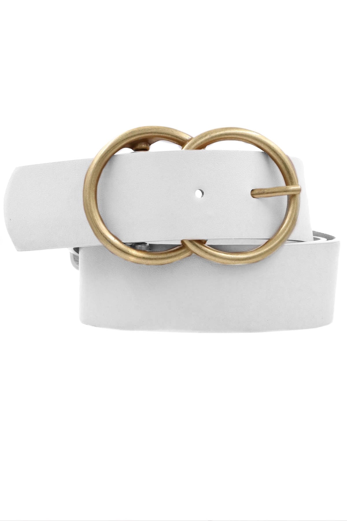 Faux Leather Double Buckle Belt