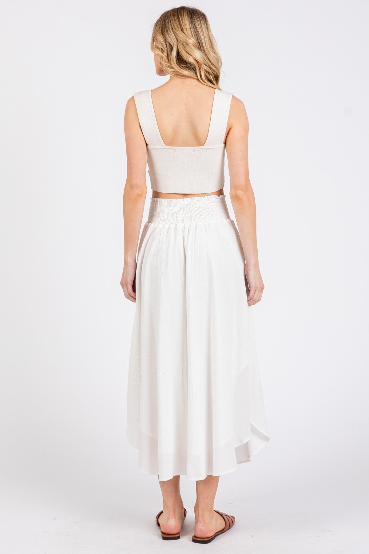 Lydia Smocked Skirt in White