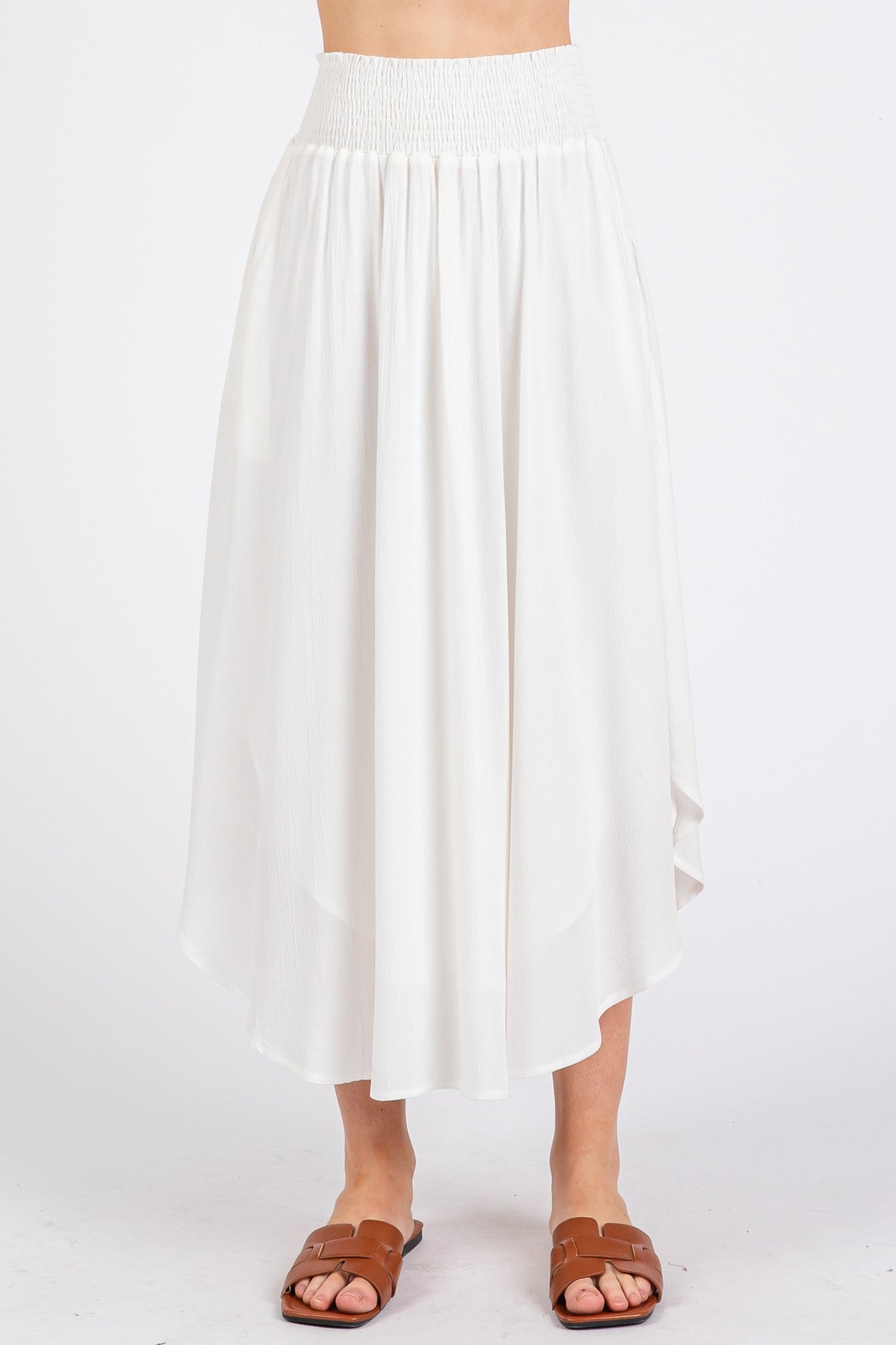 Lydia Smocked Skirt in White