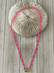 Hot Pink Paper Clip Necklace